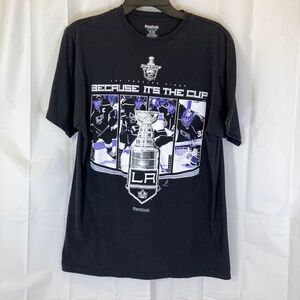 LA Kings Hockey 2012 Playoffs Shirt Sz L Reebok Black Short Sleeve